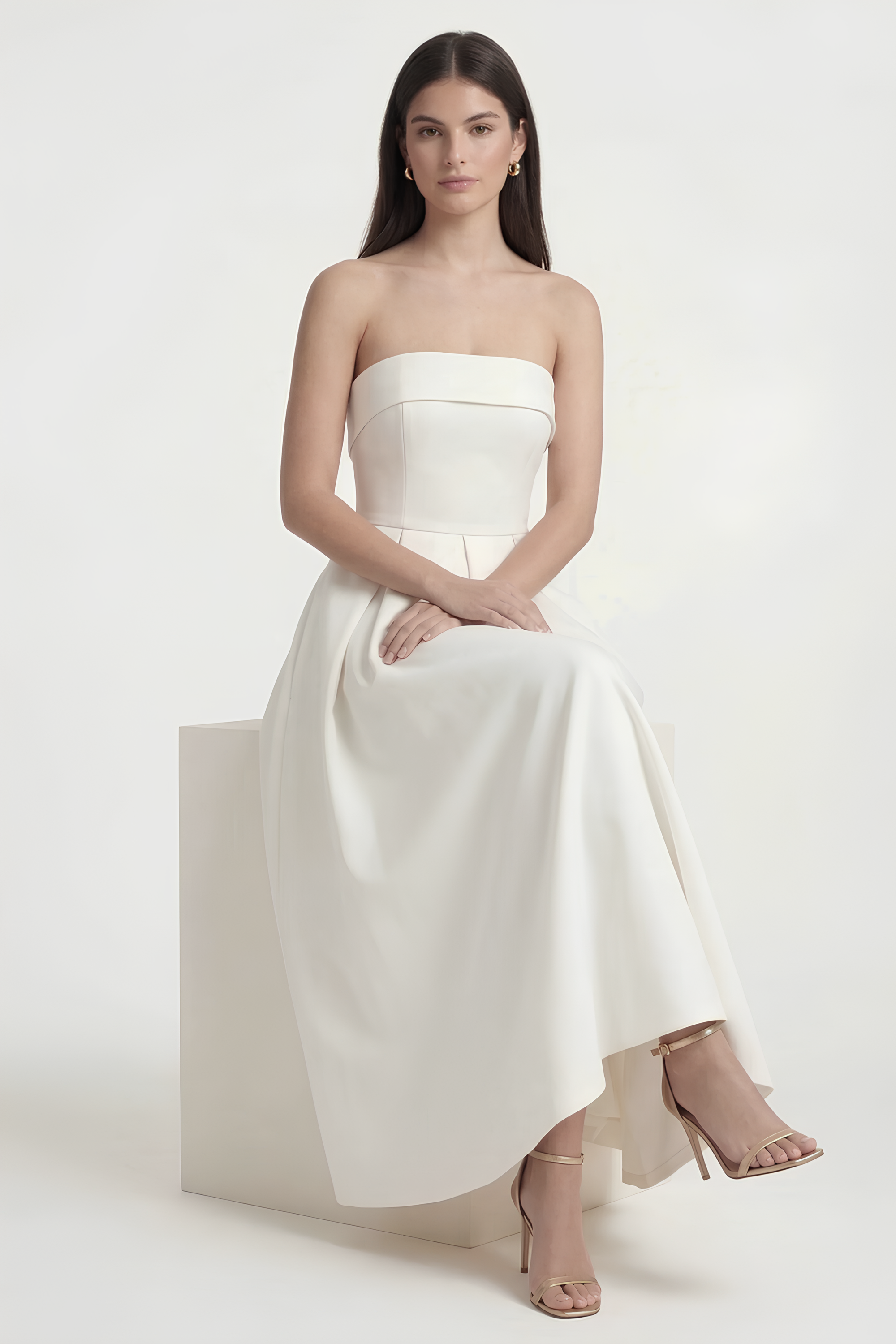 Nina Women's Midi Dress | Structured Mikado Fabric, Elegant Cocktail Style 3