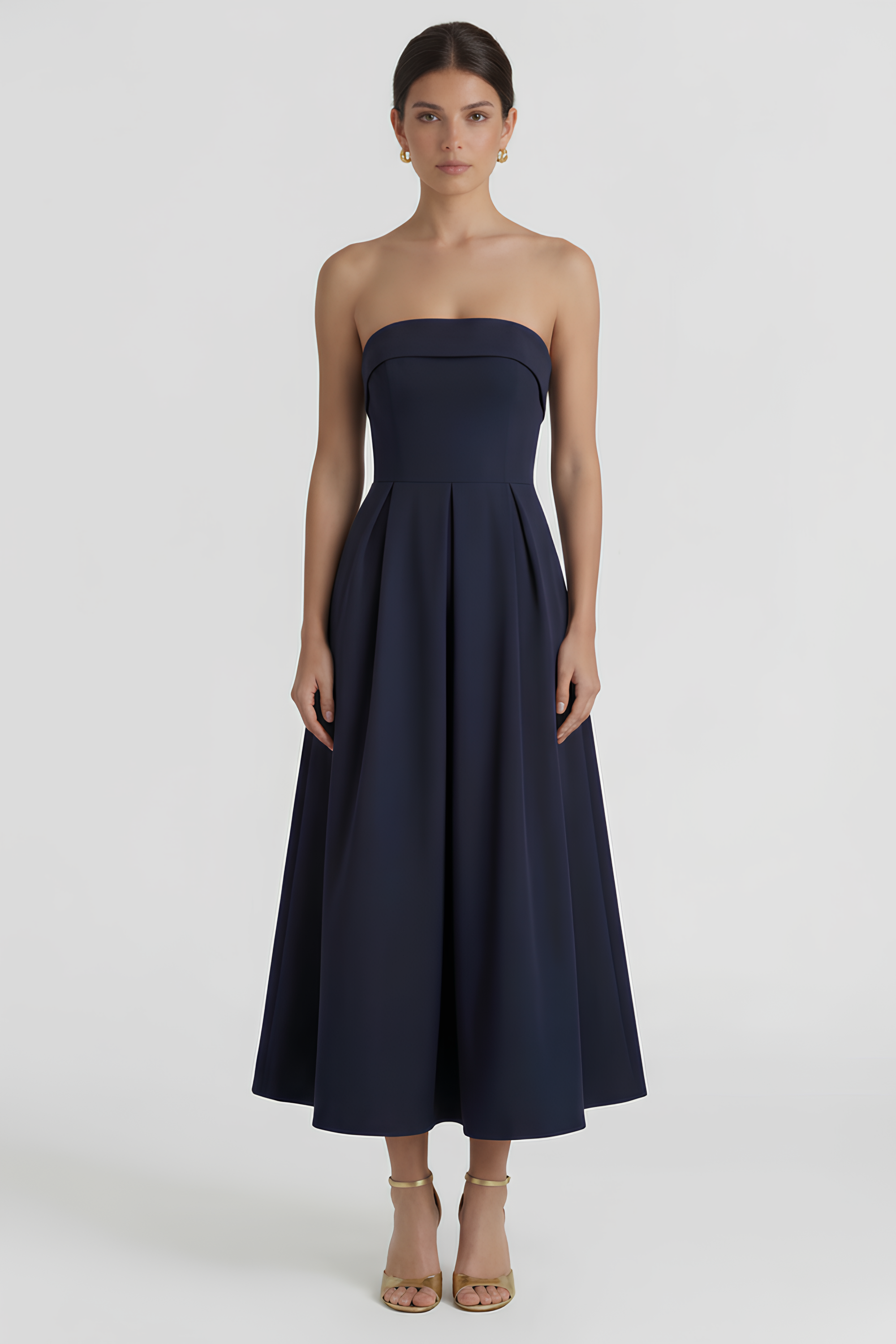 Nina Women's Midi Dress | Structured Mikado Fabric, Elegant Cocktail Style 5