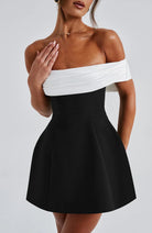 Nina Women's Mini Dress | Bardot Neckline with Bow Detail, Evening Wear 4