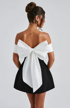 Nina Women's Mini Dress | Bardot Neckline with Bow Detail, Evening Wear 6
