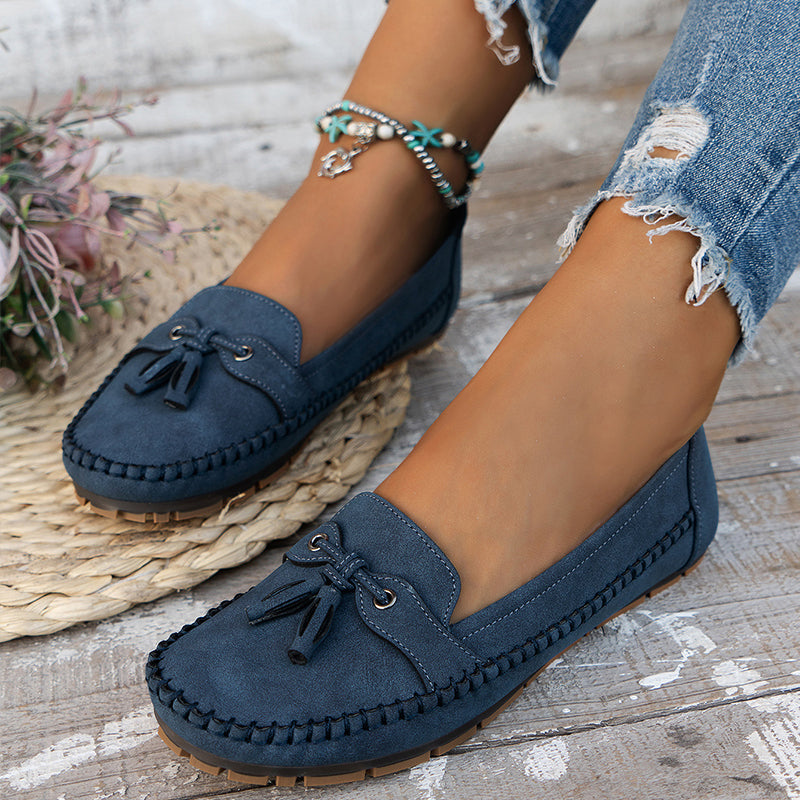 Olivia Women's Black Loafers | Orthopedic Support, Classic Tassel Design 0