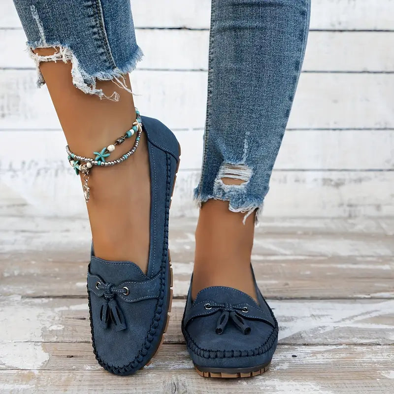 Olivia Women's Black Loafers | Orthopedic Support, Classic Tassel Design 4