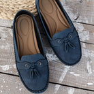 Olivia Women's Black Loafers | Orthopedic Support, Classic Tassel Design 8