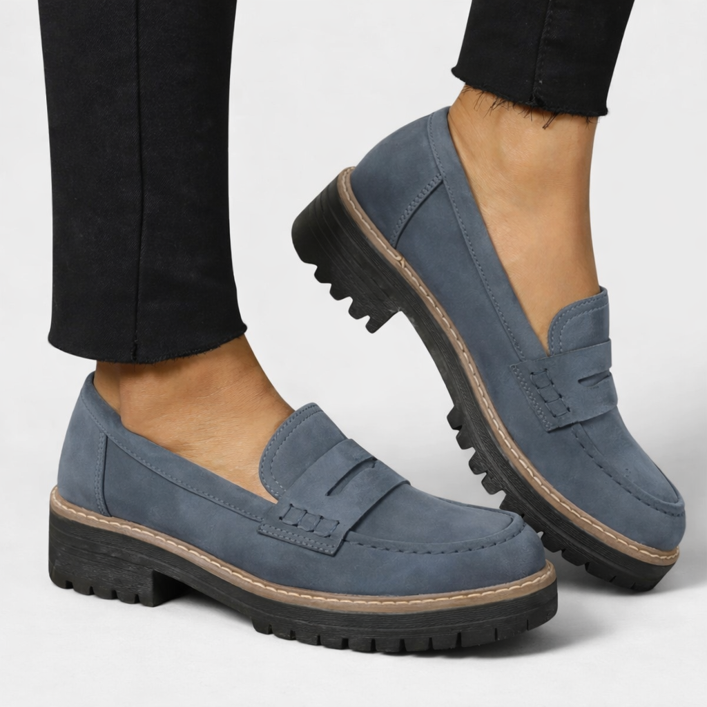 Olivia Women's Black Platform Loafers | Orthopedic Comfort & Support 2