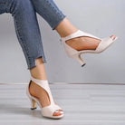 Olivia Women's Heels | Orthopedic T-Strap, Stylish White 2