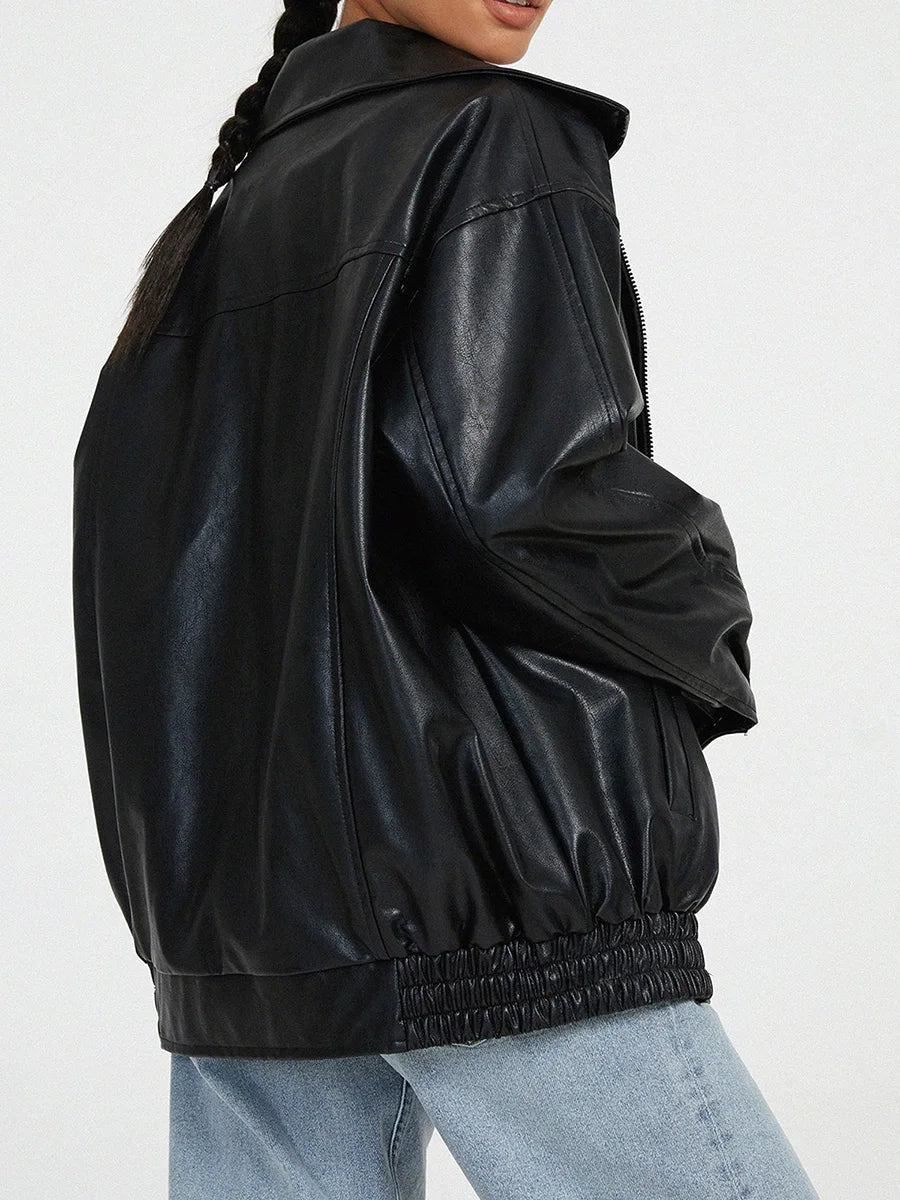 Olivia Women's Jacket | Oversized Faux Leather Bomber 0