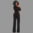 Olivia Women's Jumpsuit | One Shoulder, Wide Leg Design 0