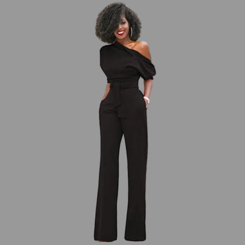 Olivia Women's Jumpsuit | One Shoulder, Wide Leg Design 0