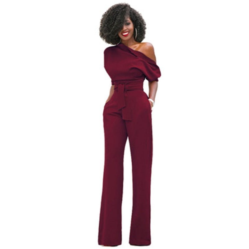 Olivia Women's Jumpsuit | One Shoulder, Wide Leg Design 6