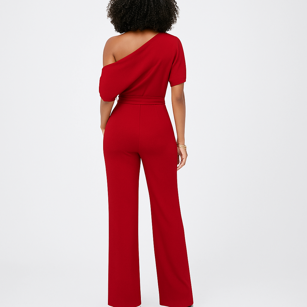 Olivia Women's Jumpsuit | One Shoulder, Wide Leg Design 7