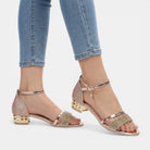 Olivia Women's Sandals | Block Heel with Adjustable Ankle Strap, Metallic Accents 1
