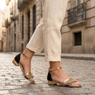 Olivia Women's Sandals | Block Heel with Adjustable Ankle Strap, Metallic Accents 2
