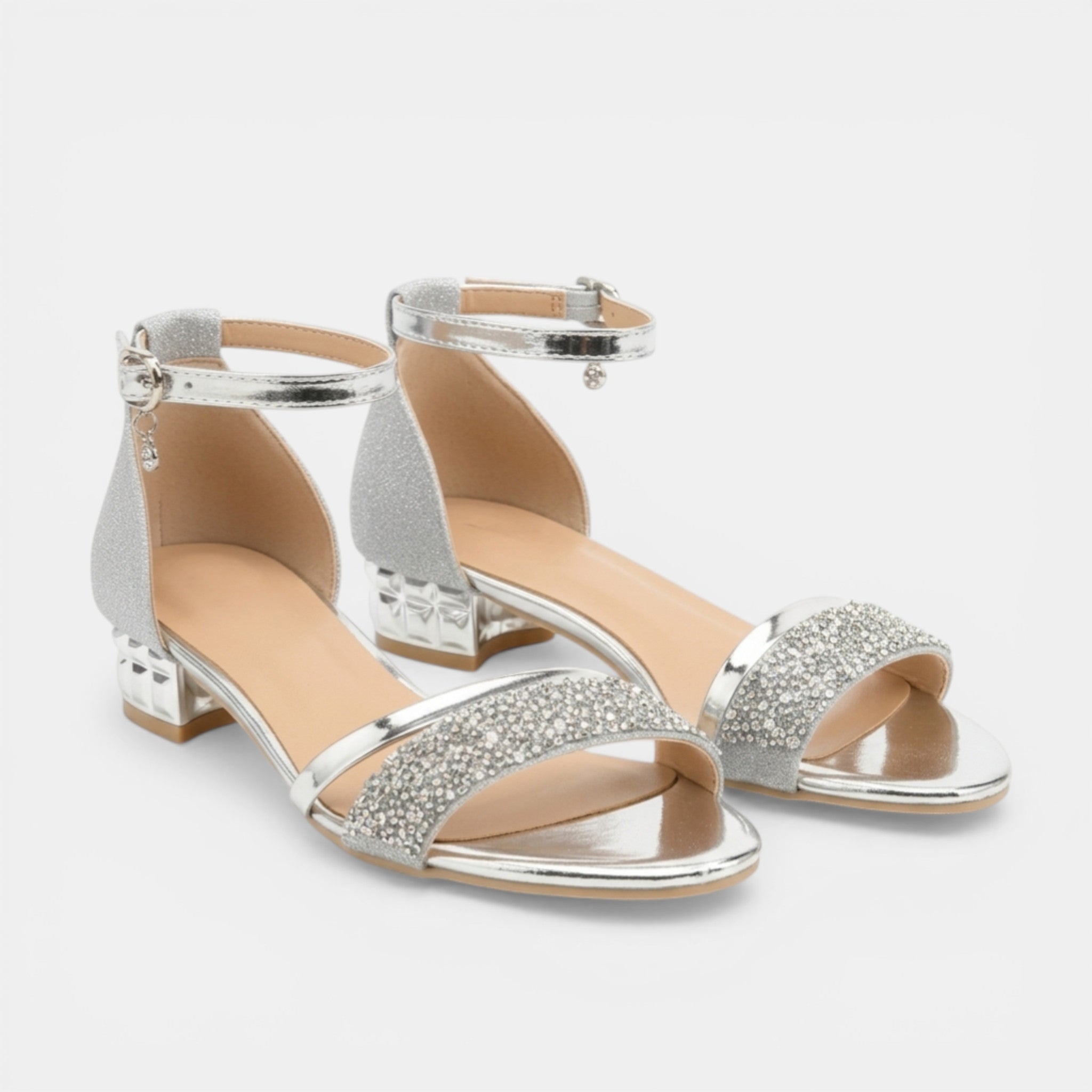 Olivia Women's Sandals | Block Heel with Adjustable Ankle Strap, Metallic Accents 6