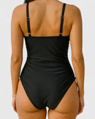Oriana Women's One-Piece Swimsuit | Striped Wrap-Front Design, Plus Size Available 5