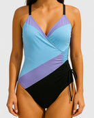 Oriana Women's One-Piece Swimsuit | Striped Wrap-Front Design, Plus Size Available 6