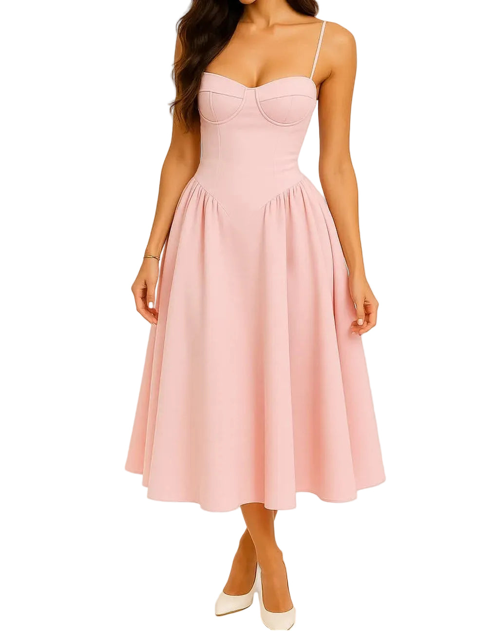 Pinky Women's Midi Dress | A-Line, Sweetheart Neckline, Summer Dress 0