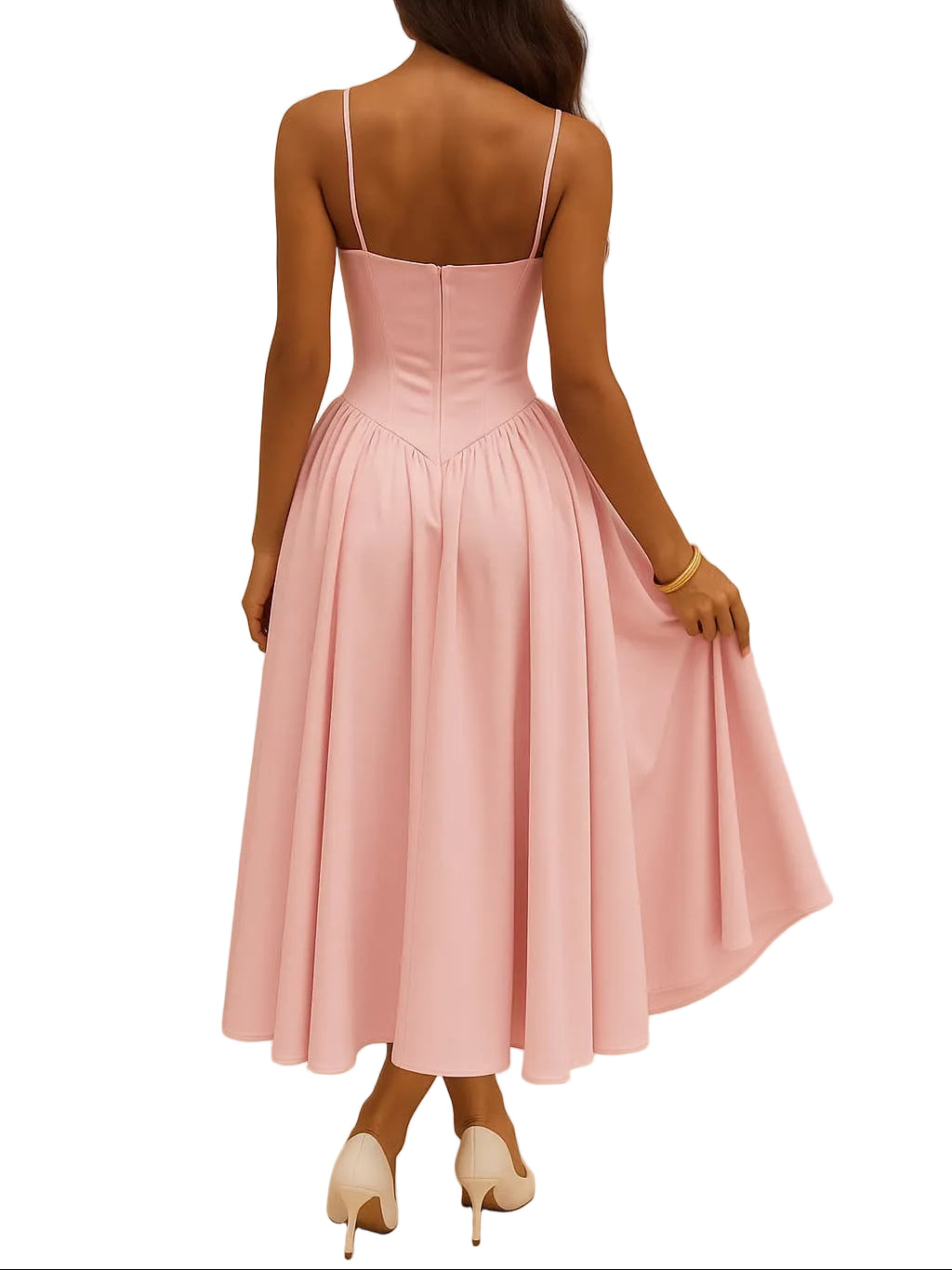 Pinky Women's Midi Dress | A-Line, Sweetheart Neckline, Summer Dress 1