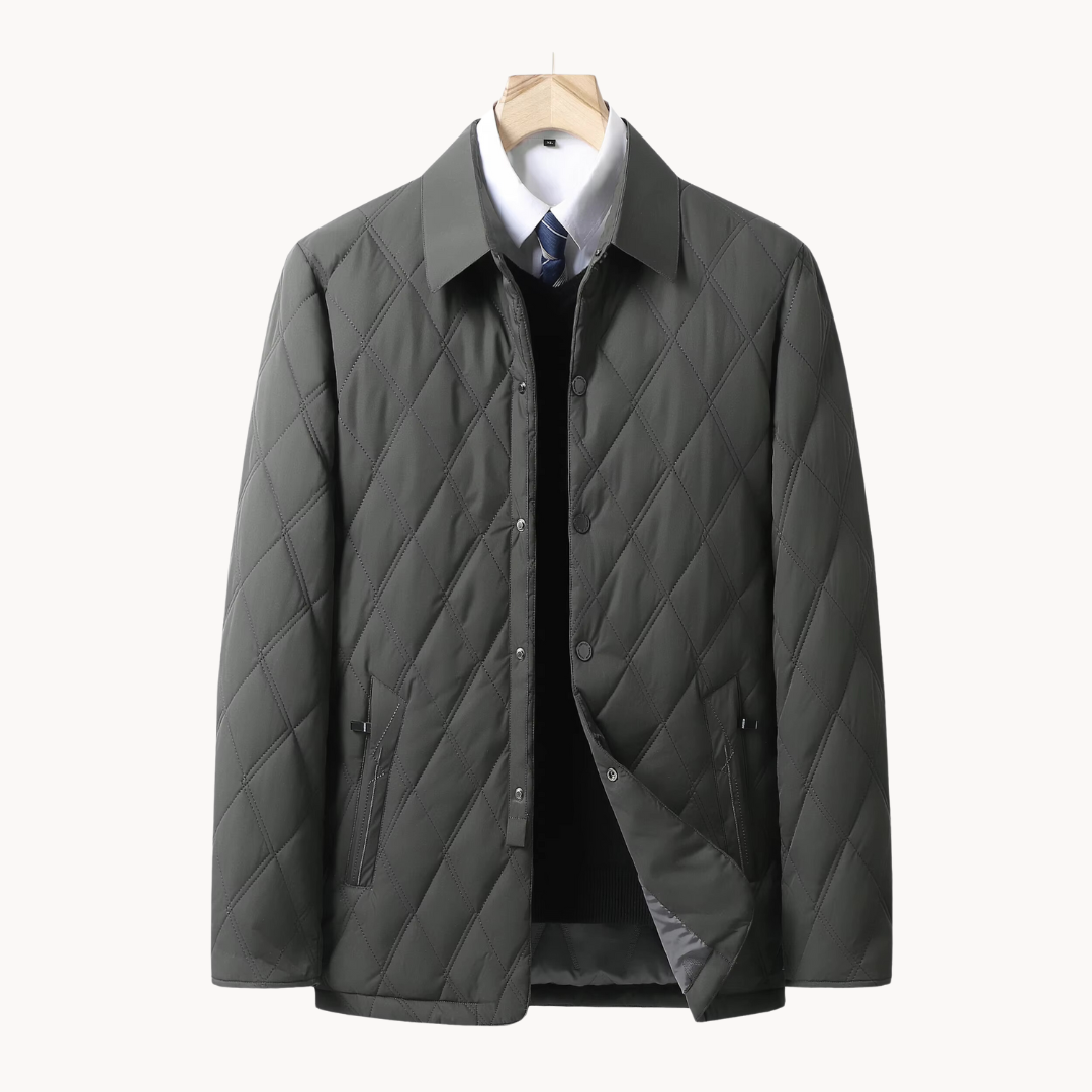 Quentin Men's Coat | Diamond Quilted, Snap Closure 0