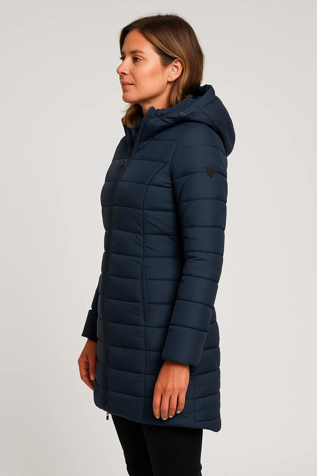 Quinn Women's Black Puffer Jacket | Quilted, Mid-Length Winter Coat 1