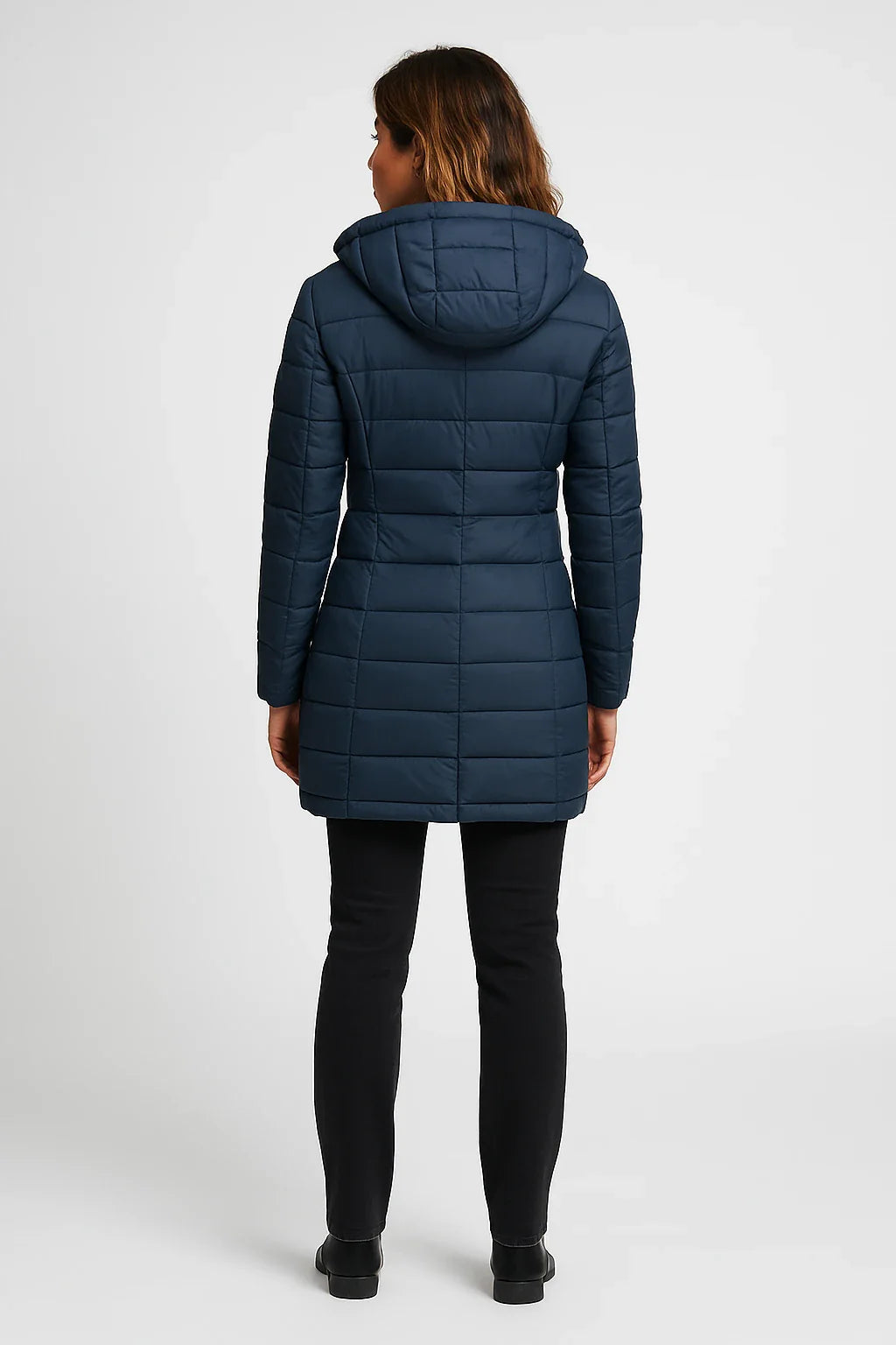 Quinn Women's Black Puffer Jacket | Quilted, Mid-Length Winter Coat 2