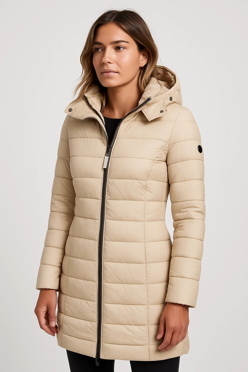 Quinn Women's Black Puffer Jacket | Quilted, Mid-Length Winter Coat 4