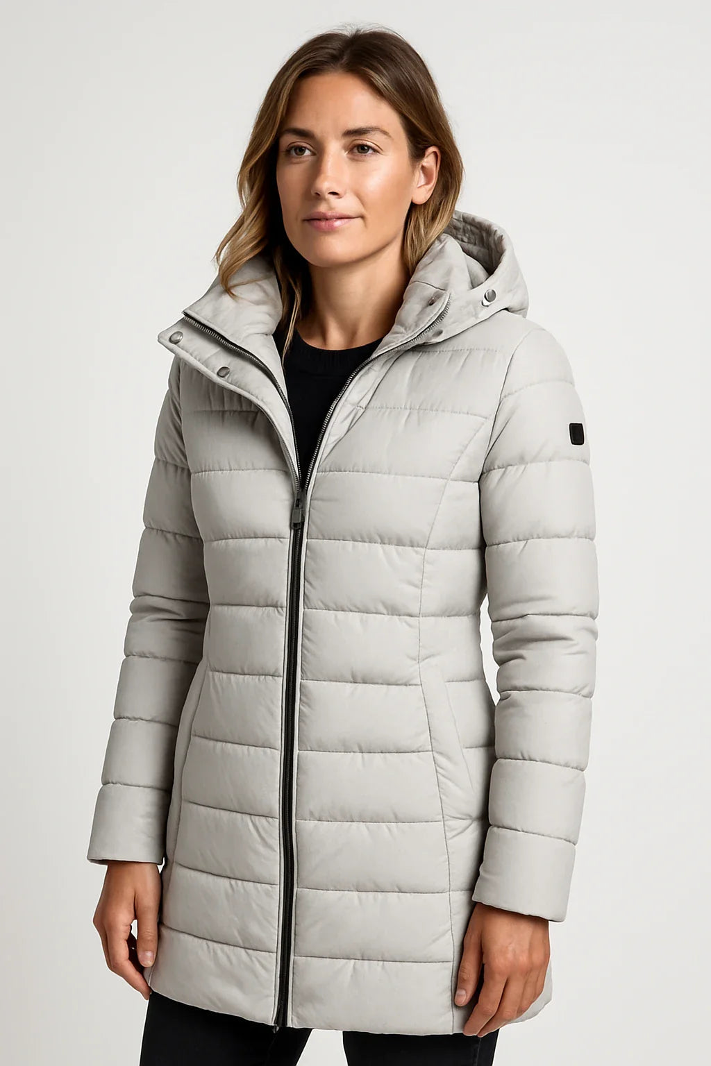 Quinn Women's Black Puffer Jacket | Quilted, Mid-Length Winter Coat 8