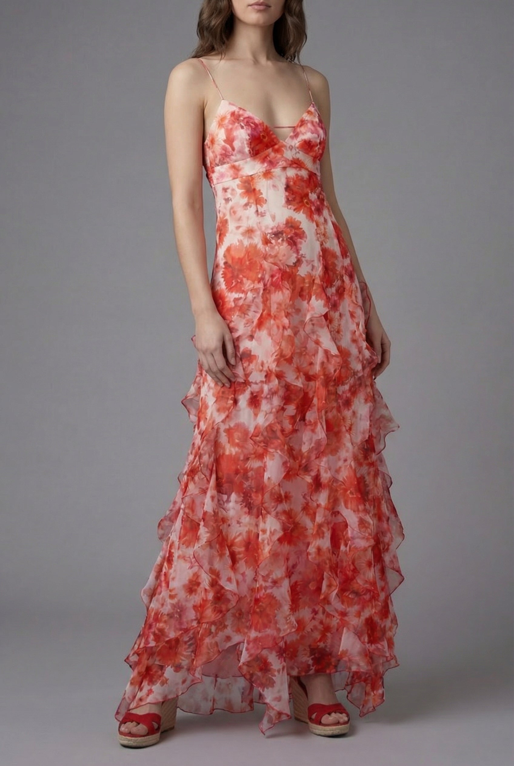 Rina Women's Maxi Dress | Floral Print with Ruffles, Sleeveless Summer Style 1