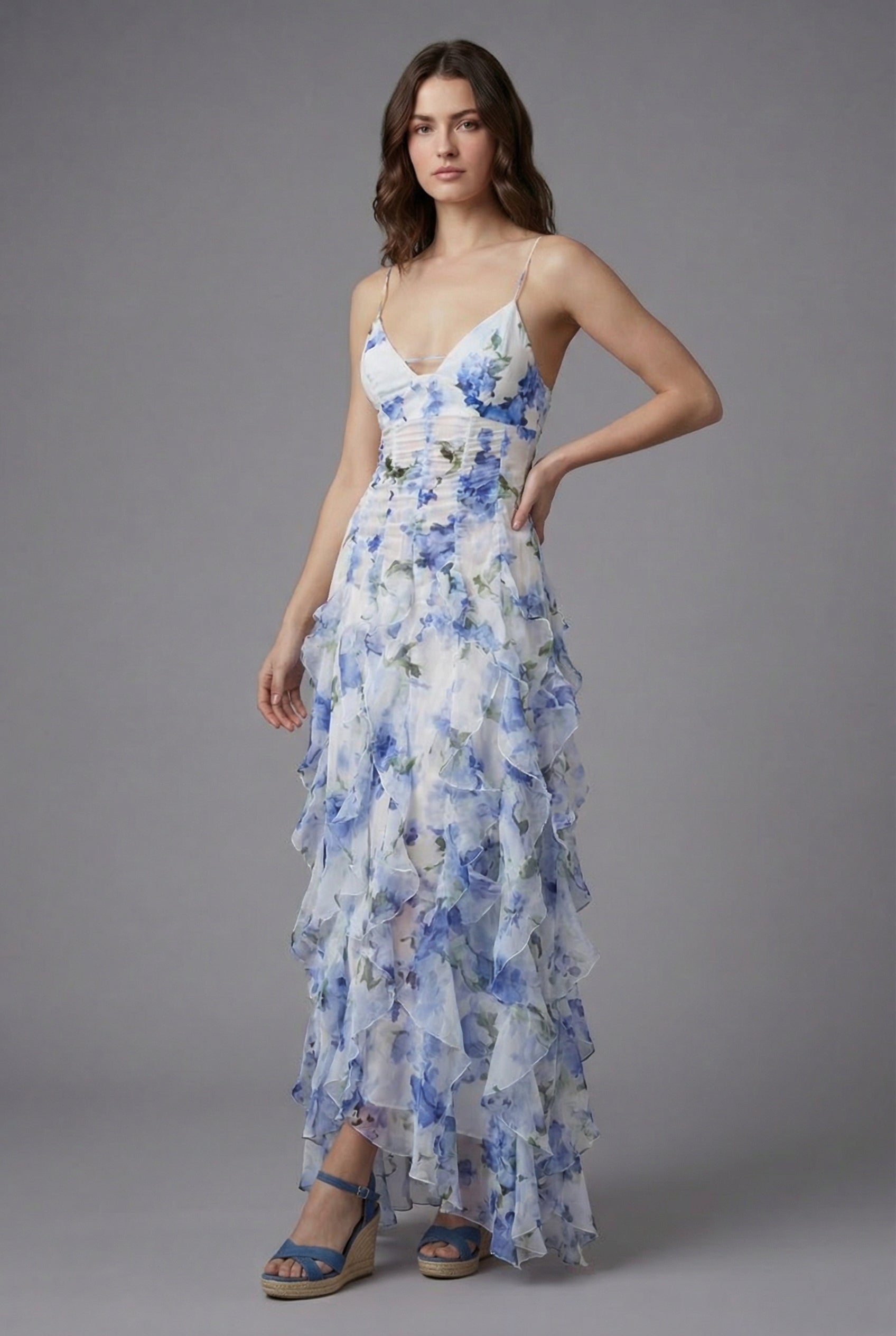 Rina Women's Maxi Dress | Floral Print with Ruffles, Sleeveless Summer Style 3