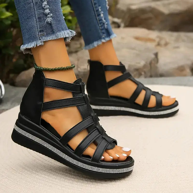 Rina Women's Sandals | Rhinestone Detail, Orthopedic Support 2