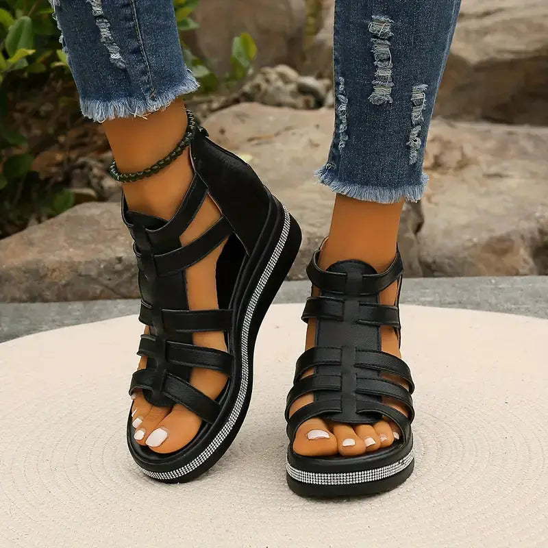 Rina Women's Sandals | Rhinestone Detail, Orthopedic Support 3