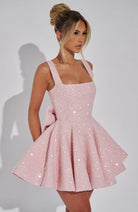 Romy Women's Mini Dress | Sequin Bow Detail, Cocktail Dress 3