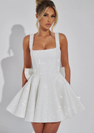 Romy Women's Mini Dress | Sequin Bow Detail, Cocktail Dress 9