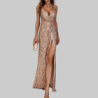 Rosa Women's Gown | Sequin High Slit Evening Dress, Elegant Design 1