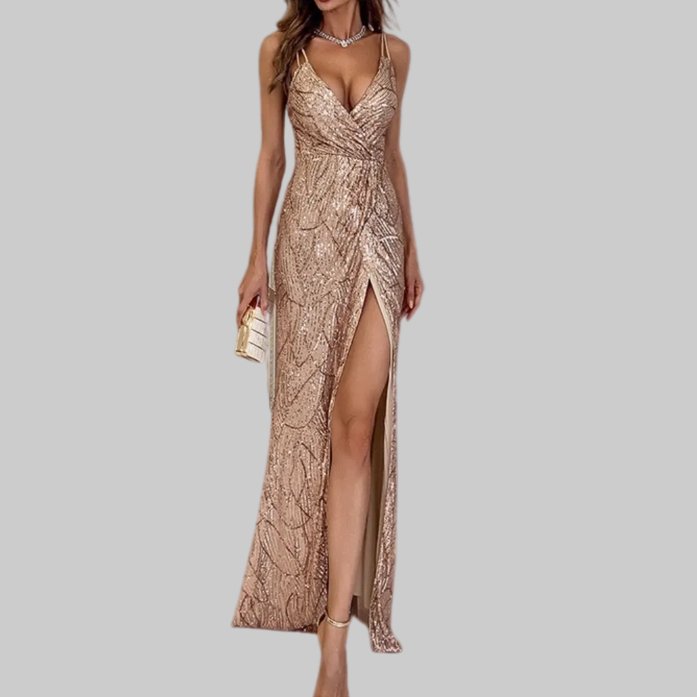 Rosa Women's Gown | Sequin High Slit Evening Dress, Elegant Design 3