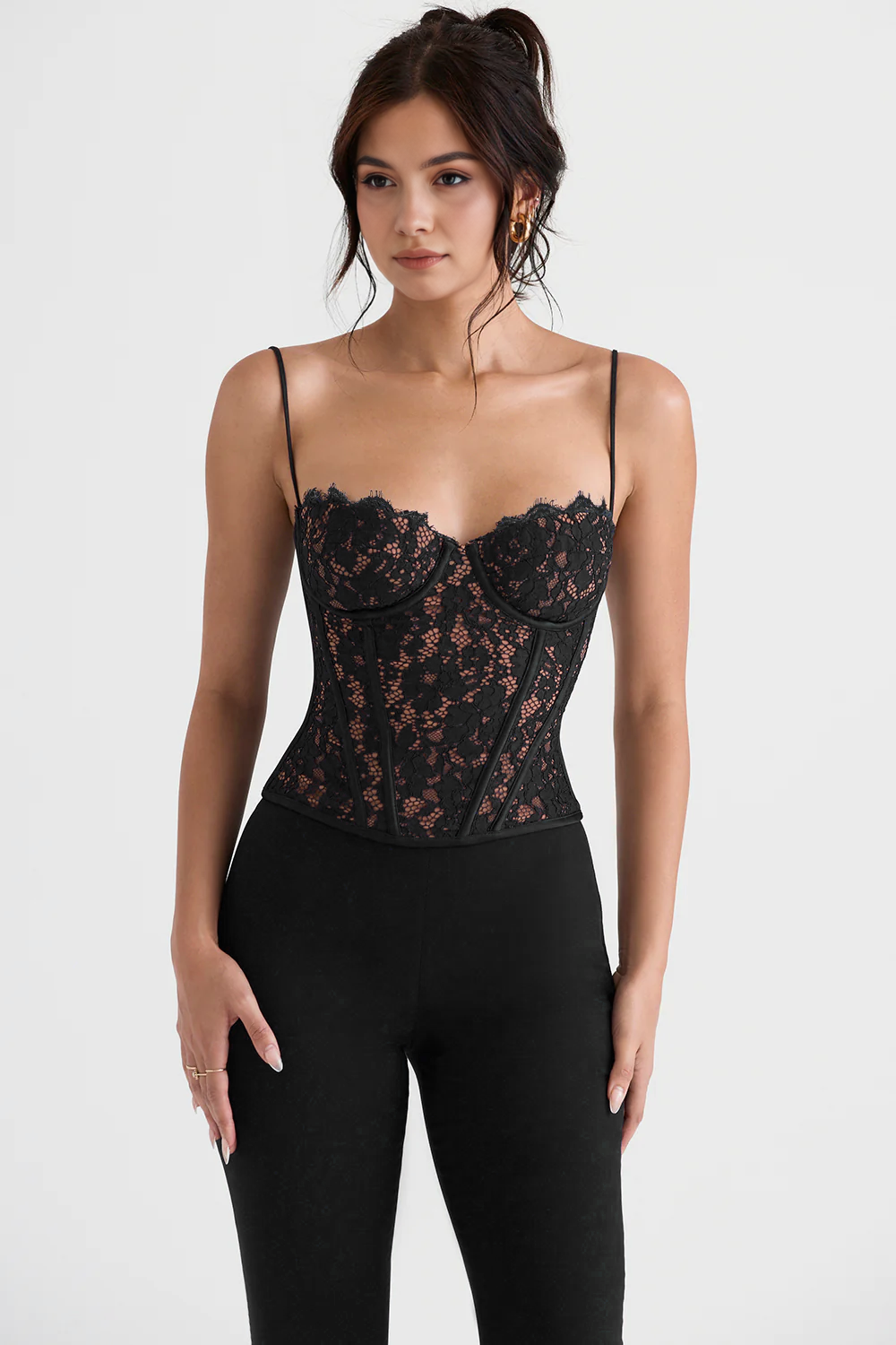 Samantha Women's Black Lace Corset | Elegant Design, Comfortable Fit 1