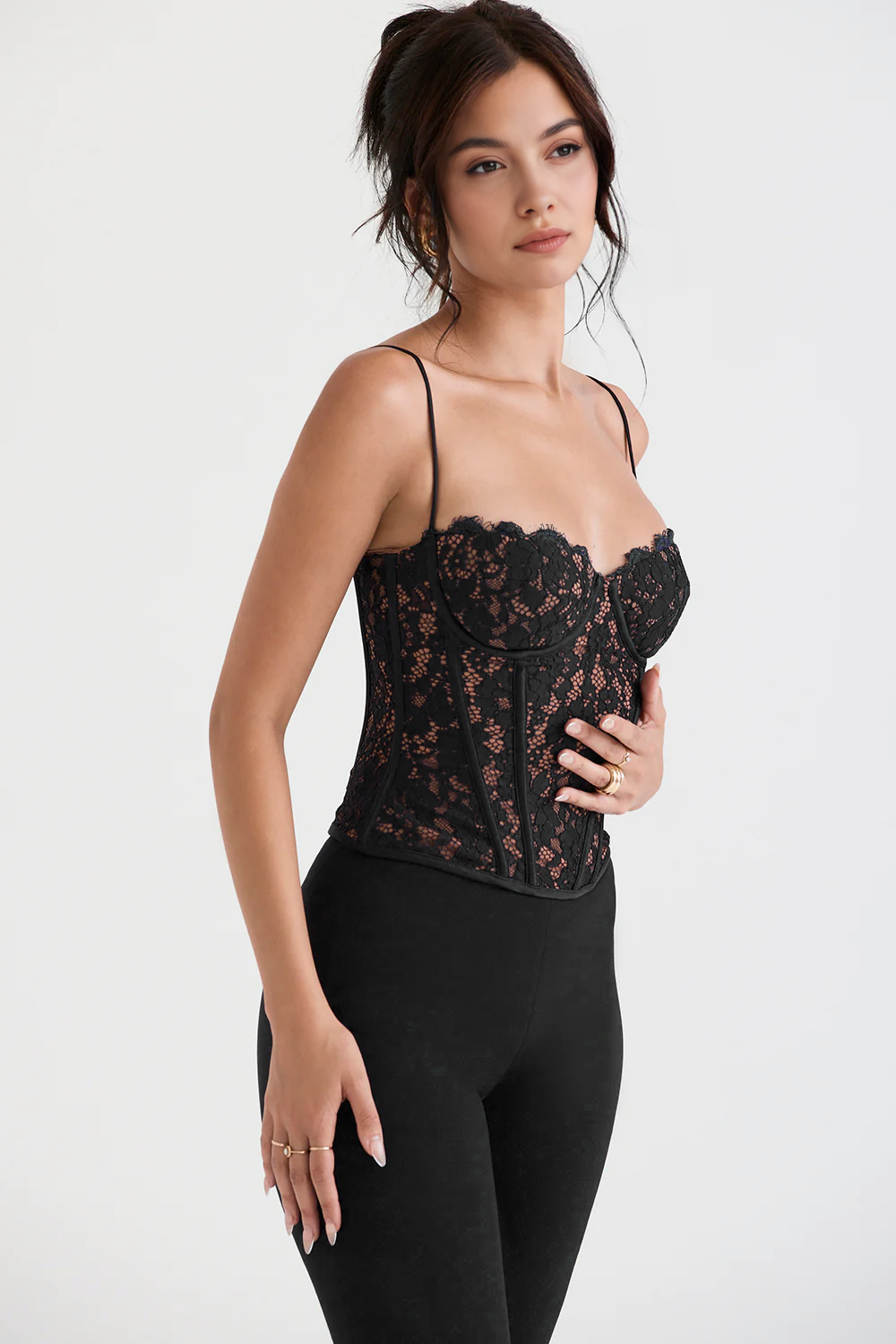 Samantha Women's Black Lace Corset | Elegant Design, Comfortable Fit 2