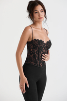 Samantha Women's Black Lace Corset | Elegant Design, Comfortable Fit 2