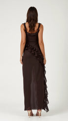 Samantha Women's Maxi Dress | Elegant Ruffles, High Slit 1