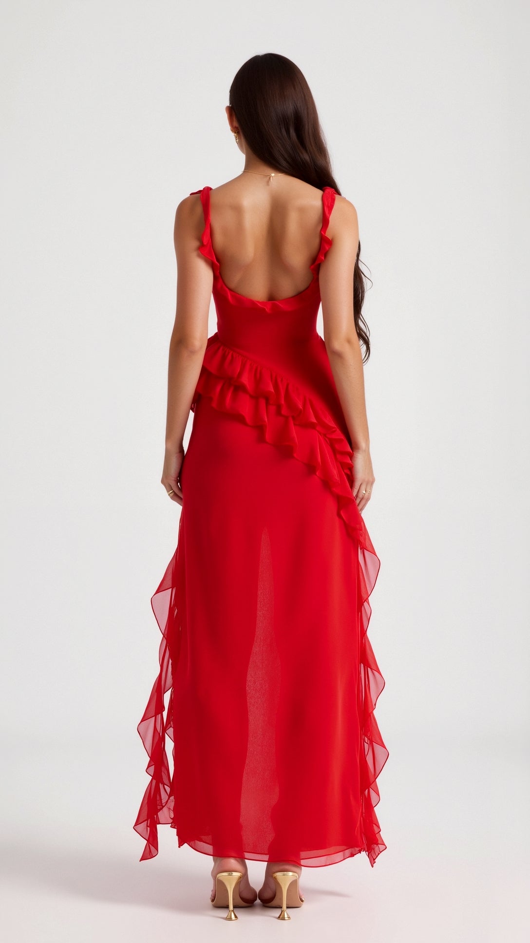 Samantha Women's Maxi Dress | Elegant Ruffles, High Slit 7
