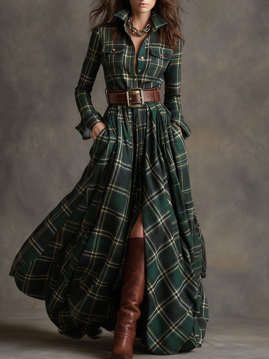Samantha Women's Shirt Dress | Vintage Plaid, Breathable Fabric 0