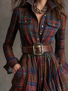 Samantha Women's Shirt Dress | Vintage Plaid, Breathable Fabric 2