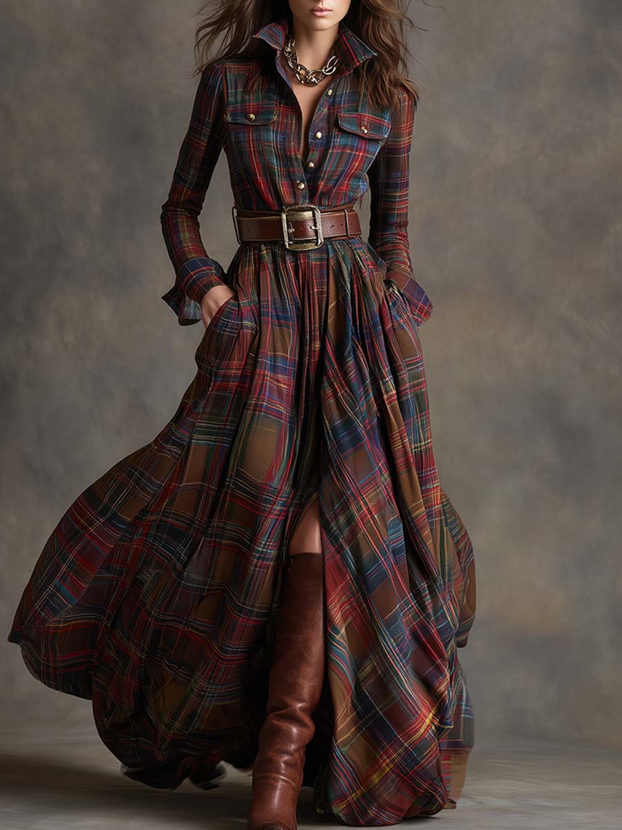 Samantha Women's Shirt Dress | Vintage Plaid, Breathable Fabric 3