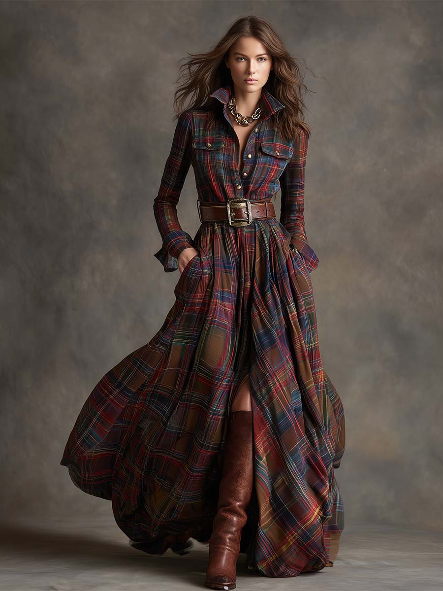 Samantha Women's Shirt Dress | Vintage Plaid, Breathable Fabric 5
