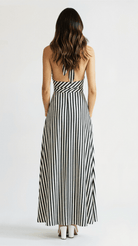 Sandy Women's Maxi Dress | Striped V-Neck, Breezy Summer Elegance 1