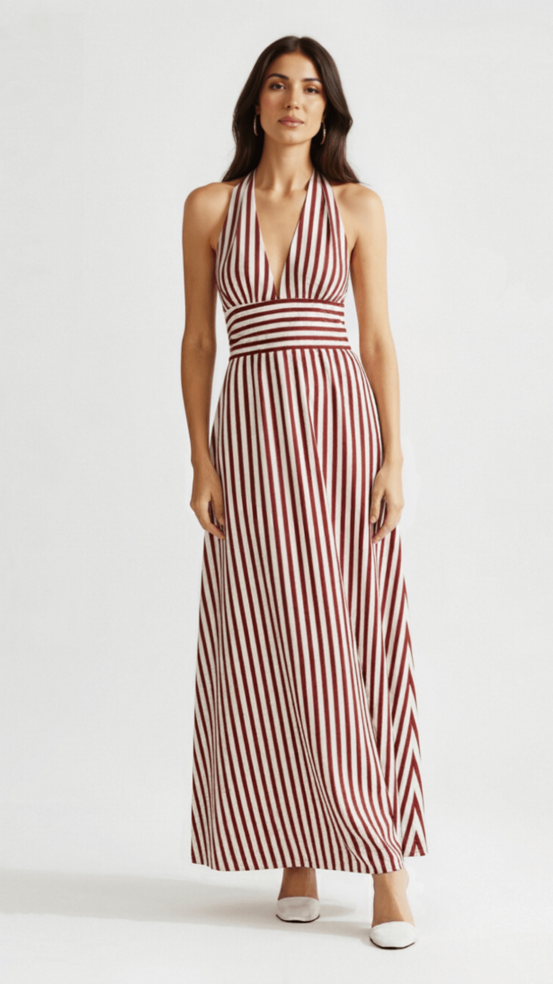 Sandy Women's Maxi Dress | Striped V-Neck, Breezy Summer Elegance 3