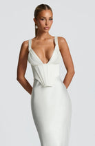 Sera Women's Cocktail Dress | Elegant Scarlet, Corset-Inspired Design 7