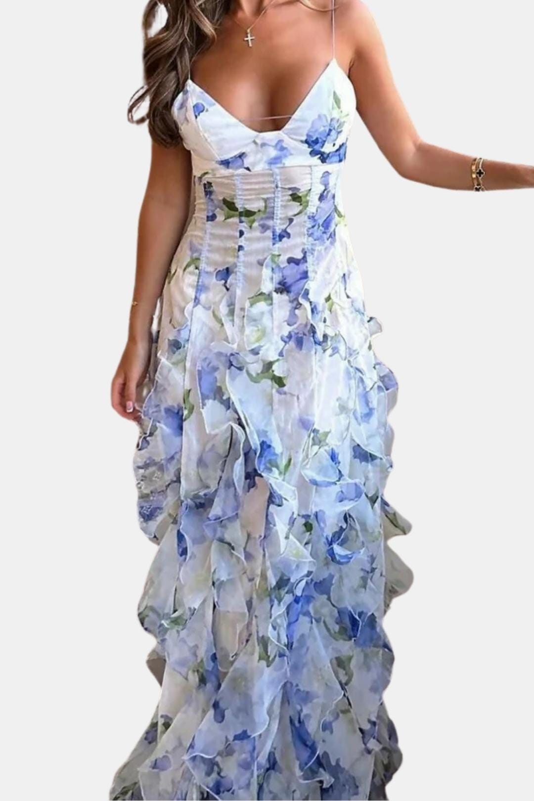 Sharon Women's Maxi Dress | Ruffle Design, Floral Print 5