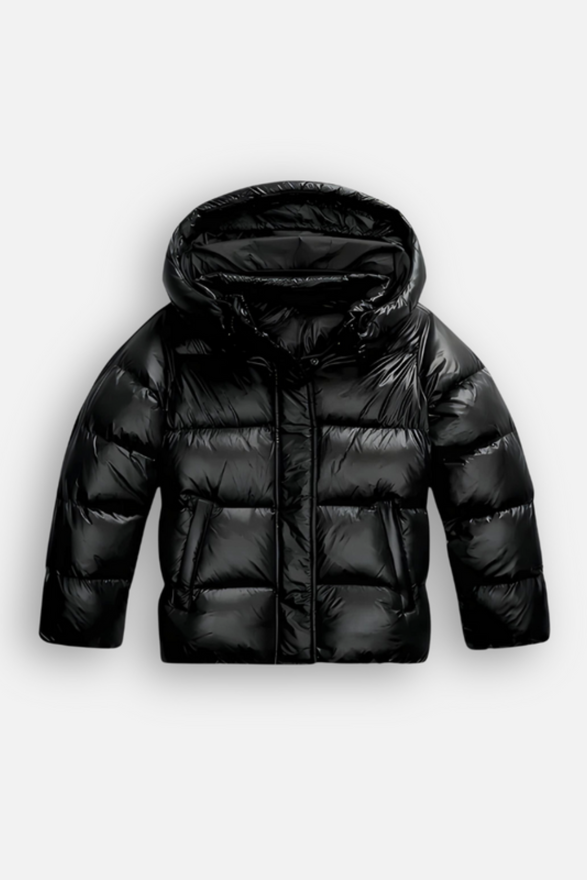 Shira Women's Black Puffer Jacket | Glossy Finish, Cropped Urban Style 0