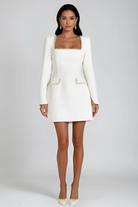 Sleek Women's Black Mini Dress | Structured Silhouette for Summer 4