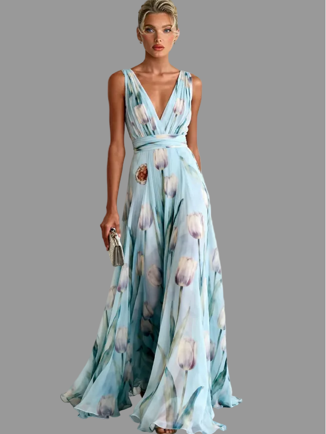 Sleek Women's Maxi Dress | Lightweight Chiffon, Flowy Silhouette 1